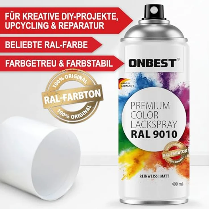 Onbest PREMIUM Lackspray 400 ml, Hochpigmentiert, Witterungsbeständig, Schwarz Matt (RAL 9005), Made in Germany – Bild 3