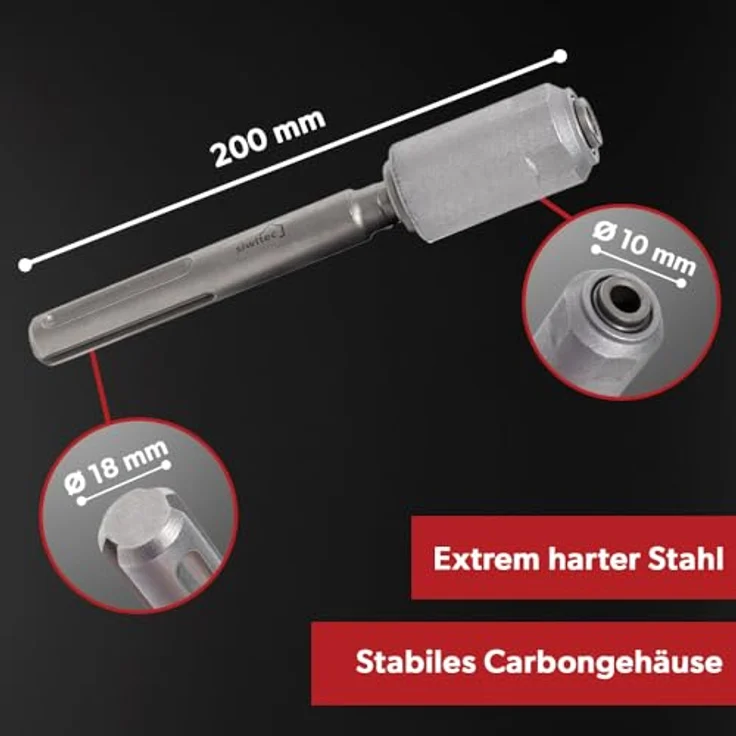 siwitec Betonbohrer SDS PLUS, Set oder einzeln, mit Adapter SDS Max zu SDS Plus, geeignet für Stein und Beton – Bild 2