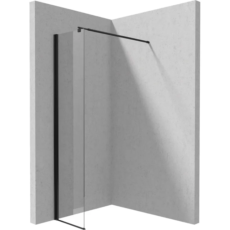DEANTE Walk In Duschwand Kerria Plus Nero 30 cm, begehbare Duschwand mit A TOTALWeiß Glas