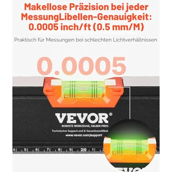VEVOR 4-teiliges Torpedo-Wasserwaagen-Set, 120/60/40/25cm, magnetische Wasserwaagen mit 3-in-1-Messfunktion, Aluminiumlegierung mit Staubschutzaufbewahrung – Bild 2
