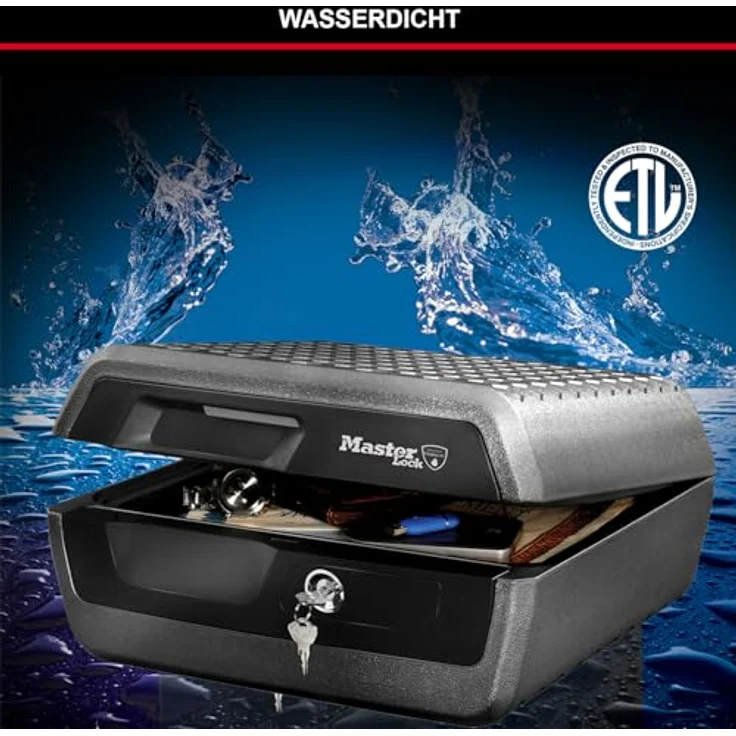 MASTER LOCK Sicherheitskassette [Feuer- und Wasserfest] [Large] [Schlüsselschloss] LCFW30100 Für Ausweise, A4-Dokumente, kleine Elektrogeräte, Juwelen usw. – Bild 4