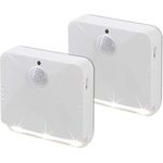 EASYmaxx 2 Wandleuchten mit Bewegungsmelder mit automatischem EIN- und Ausschalten | je 3 LEDs | Aufkleben oder Anbohren | 3 m Erfassungsradius [weiß]