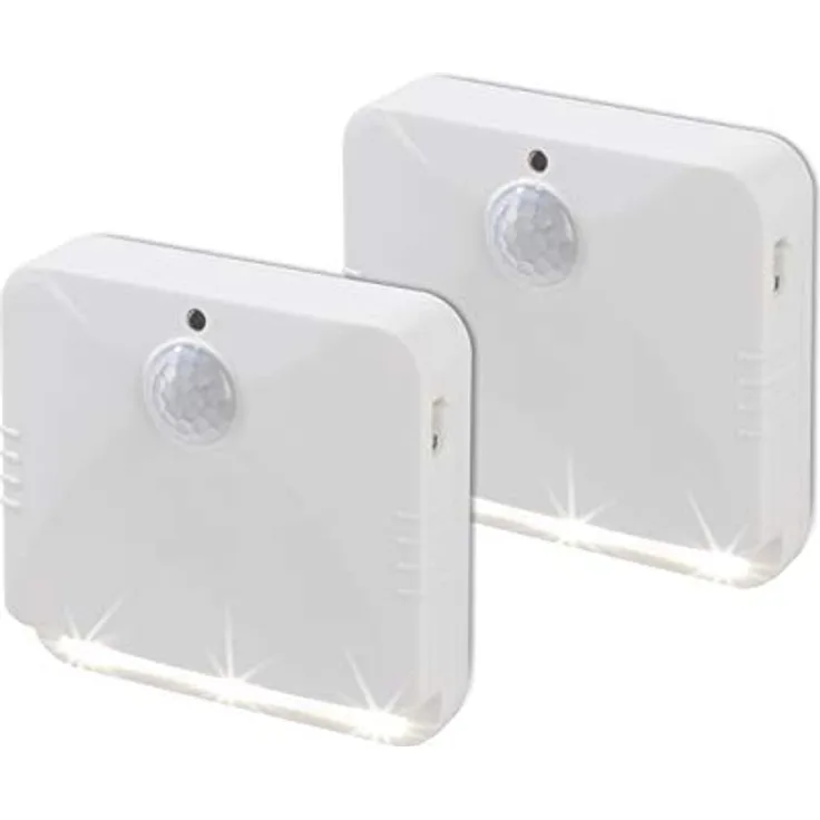 EASYmaxx 2 Wandleuchten mit Bewegungsmelder mit automatischem EIN- und Ausschalten | je 3 LEDs | Aufkleben oder Anbohren | 3 m Erfassungsradius [weiß]