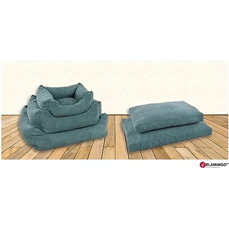 Flamingo Rechteckiges Velutto-Körbchen Blau – 100 x 80 cm, luxuriöser Komfort für mittelgroße bis große Hunde – Bild 2