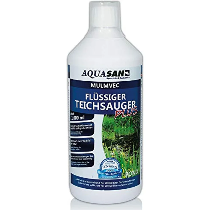 AQUASAN Gartenteich Mulmvec Flüssiger Teichsauger Plus (Teichschlammentferner - Kein mechanisches Absaugen von Schlamm und Mulm mehr notwendig - Nie Wieder Teichschlamm), Inhalt:1 Liter – Bild 1