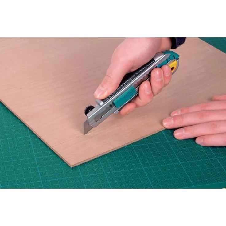 Wolfcraft 4136000 1x Profi-Abbrechklingen-Messer 2K mit 18mm Klinge-Metallgehäuse, Komfort-Weichzone-mit 8 Ersatzklingen – Bild 3