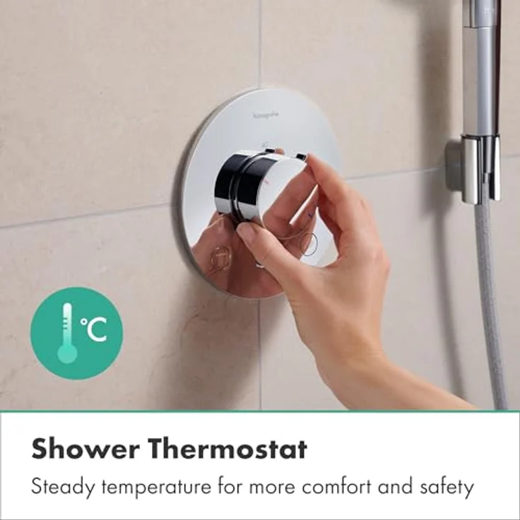 hansgrohe Ecostat Comfort S, Duschthermostat Unterputz mit SafetyStop bei 40° C, Mischbatterie für 2 Verbraucher, Chrom, 33715000 – Bild 3