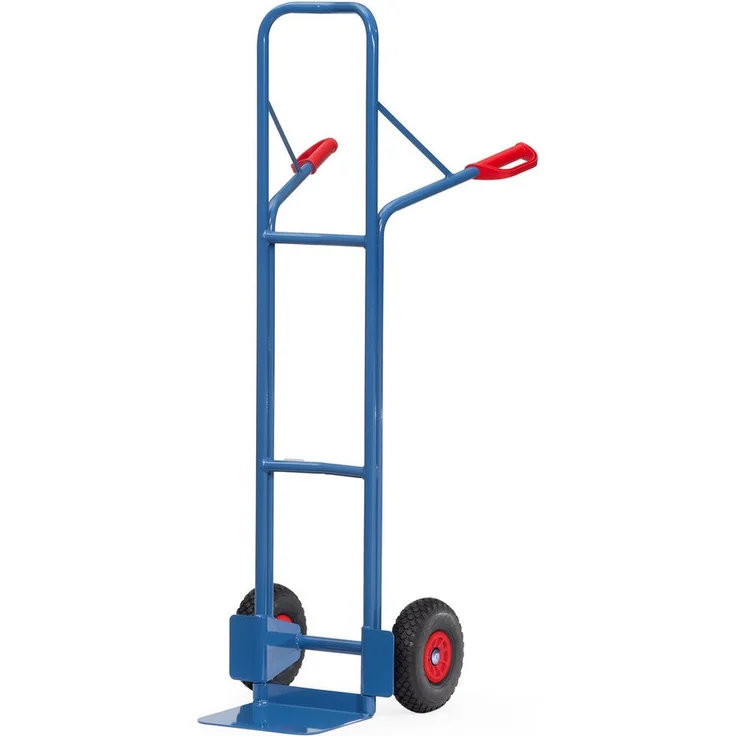 FETRA Sackkarre Stapelkarre B1327P, Stahlrohr mit pulverbeschichteter blauer Schaufel und pannensicherer PU-Bereifung