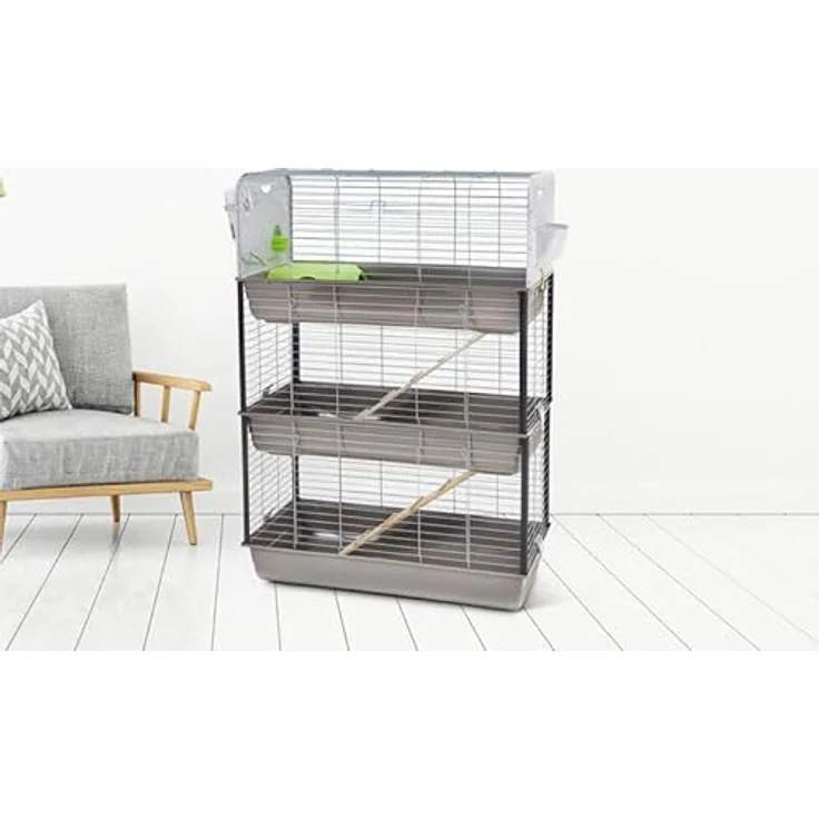 Savic Caesar 3 Dreifach Knock Down, faltbares Gehege mit Plastikzubehör und Holzleitern, 100 x 50 x H 143 cm, in verschiedenen Farben – Bild 5