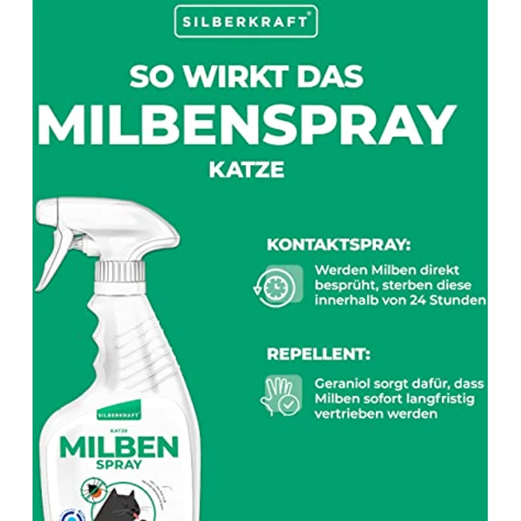 Silberkraft Milbenspray Katze 500 ml, effektiver Schutz für Katzen vor Milben, schnellwirkend und zuverlässig – Bild 3