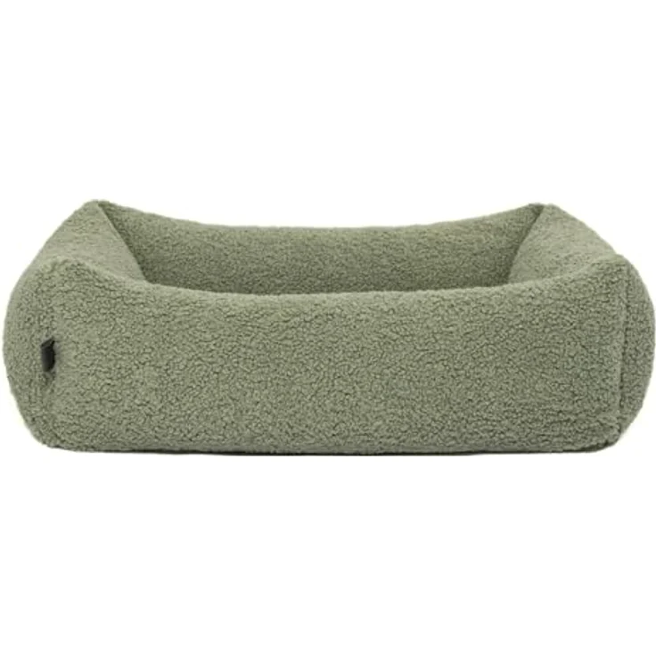 PAW WOW Sven Orthopädisches Hundebett, Teddy-Stoff, waschbar, olive, 80x60cm für kleine bis große Hunde – Bild 1