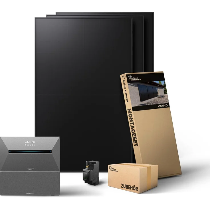 Kleines Kraftwerk 1440W Balkonkraftwerk, bifaziales Hybrid-System mit 2,7 kWh Speicher und Anker Solarbank 3 – 0% MwSt