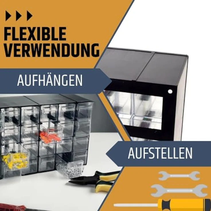 GarPet Kleinteilemagazin 24 Fach, Sortierkasten für Schrauben und Bastelzubehör, flexibler Organizer aus robustem Kunststoff – Bild 5