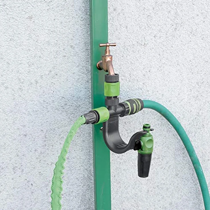 Ribimex Pra/DV.9113 Schlauchhalter für Wasserhahn, grau/grün – Bild 3
