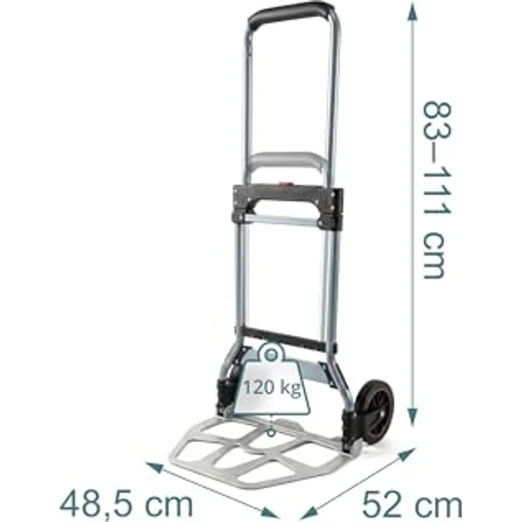 relaxdays Klappbare Sackkarre bis 120 kg, grau - Robuster Stahlrahmen, Teleskopgriff, Soft-Laufräder, Antirutschfläche, inklusive 2 Expanderseile – Bild 4