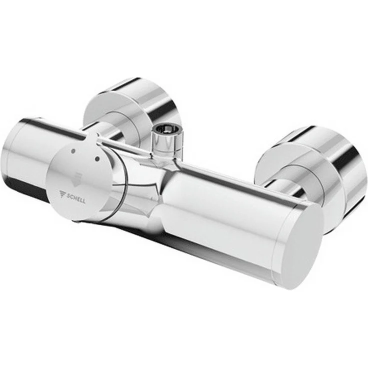 Schell Vitus Aufputz-Duscharmatur, Mischwasser Selbstschluss mit Abgang oben, Chrom, einstellbare Laufzeit 5-30 s