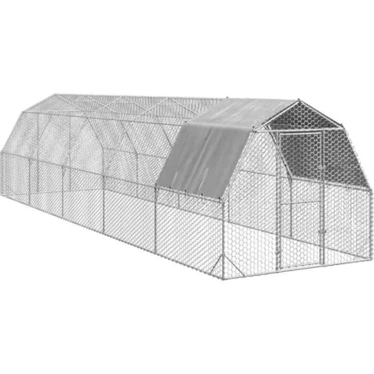 vidaXL Hühnerstall mit Dach 2,5x10x2,25 m Verzinkter Stahl, Freilaufgehege, Tierlaufstall, Hühnerhaus, Freigehege, Kleintierstall, Geflügelstall, Robuste Konstruktion und wasserfestes Dach – Bild 1