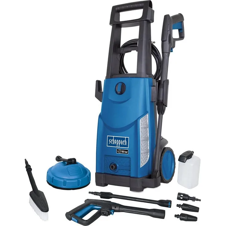 Scheppach HCE2600 Hochdruckreiniger, 2400 W, 180 bar, inklusive 8-teiligem Zubehörset