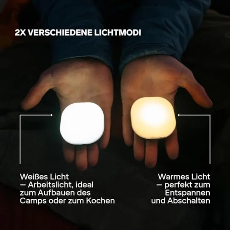 Silva Glow Akku LED Campingleuchte, USB-C aufladbar, 350 Lumen, 4 Helligkeitsstufen, weisses & warmes Licht, 156h Brenndauer, wasserfest, 91g – Bild 4