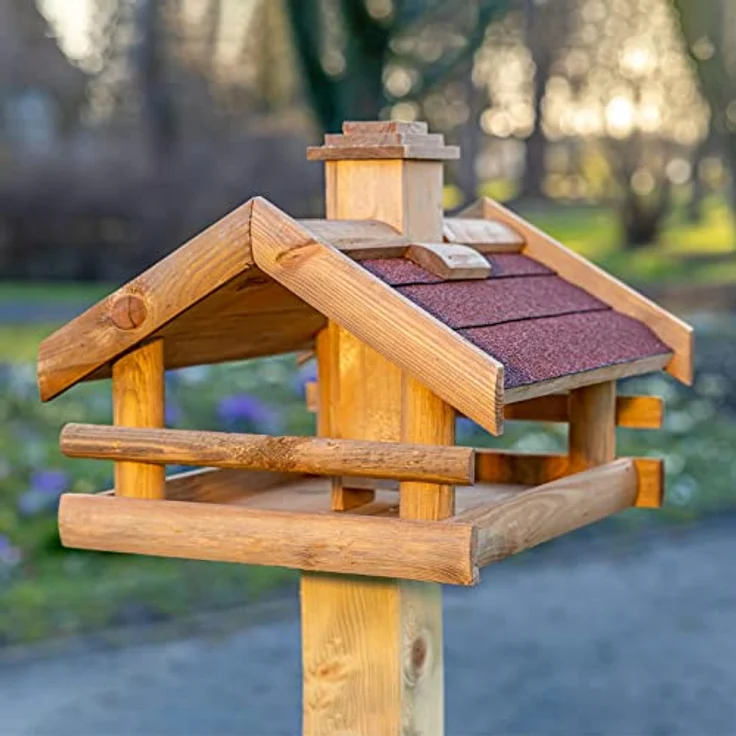BooGardi Vogelhaus Holz · 3 Varianten · rotes Dach · überdachte Futterstelle · Futterhäuschen – Bild 4