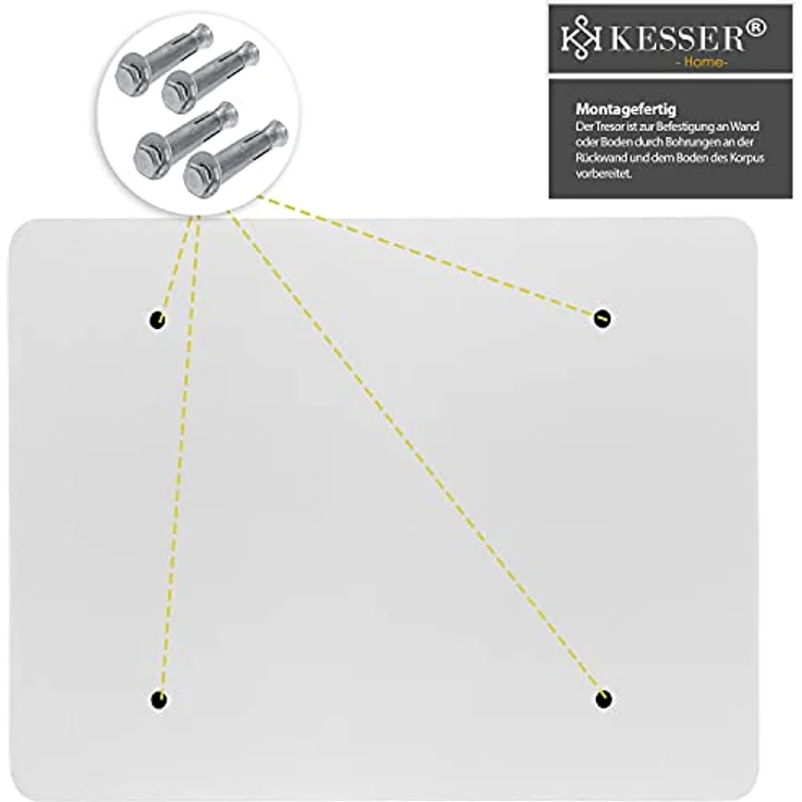 KESSER® Elektr. Tresor | 31x20x20cm | Inkl. Batteriebox | Elektronischer Safe | 3x Doppelbolzenverriegelung | Boden Wandtresor | Möbeltresor | Innenbeleuchtung | Panzerschran Zahlenschloss – Bild 4
