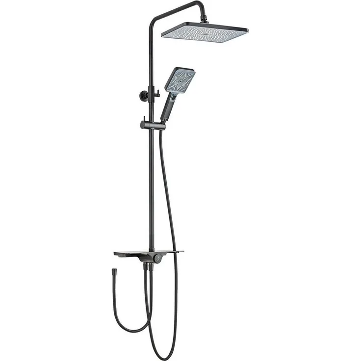 SCHÖNER WOHNEN-Kollektion Duschsystem VERINA mit Ablage, Höhe 118 cm, Mattschwarz, Regendusche