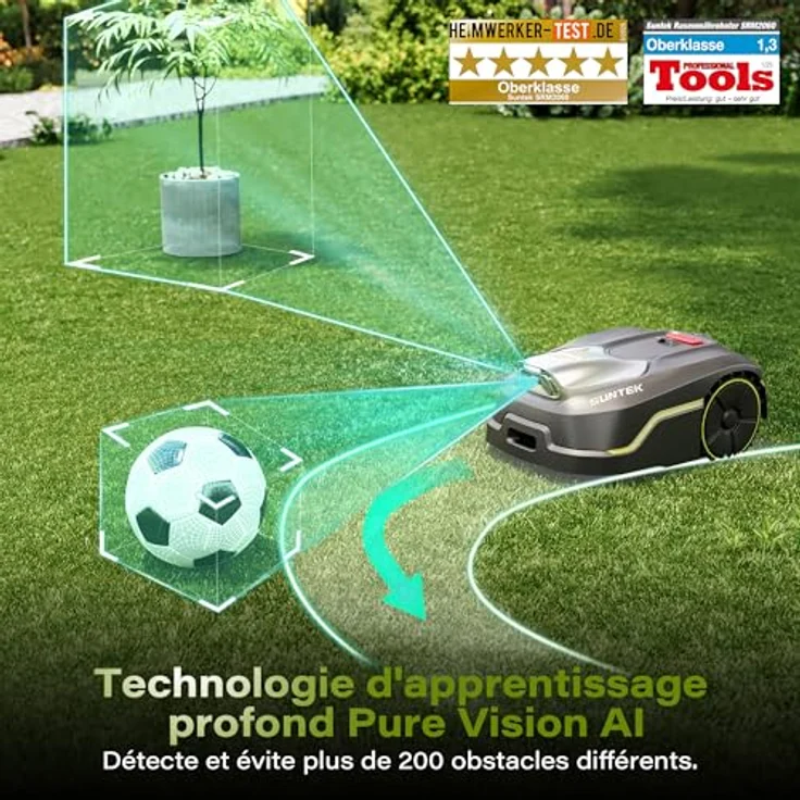Suntek Mähroboter SRM2060, 600 m², Schnittbreite 20 cm, kamera-gestützte Navigation, intelligente Hinderniserkennung, App-Steuerung – Bild 2