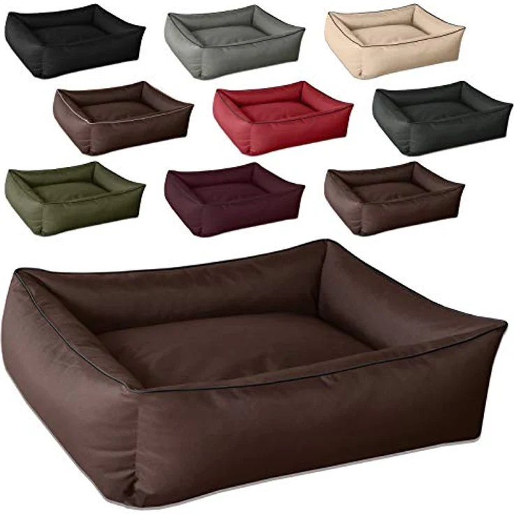 BedDog® Hundebett MAX, großes Hundekörbchen aus Cordura, waschbares Hundebett mit Rand, Hundesofa Vier-eckig, für drinnen, draußen, L, Chocolate, braun – Bild 4