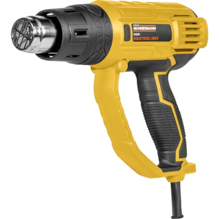 Brüder Mannesmann Heißluftpistole Set M49540, 2000 Watt mit Temperaturregelung 60℃-600℃ und 9-tlg. Zubehör für Entlacken, Löten und Schrumpfen