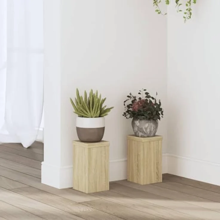 vidaXL Blumenständer Pflanzenständer 2 Stk. Sonoma-Eiche Holzwerkstoff 10x10x18 cm (2 St) – Bild 3