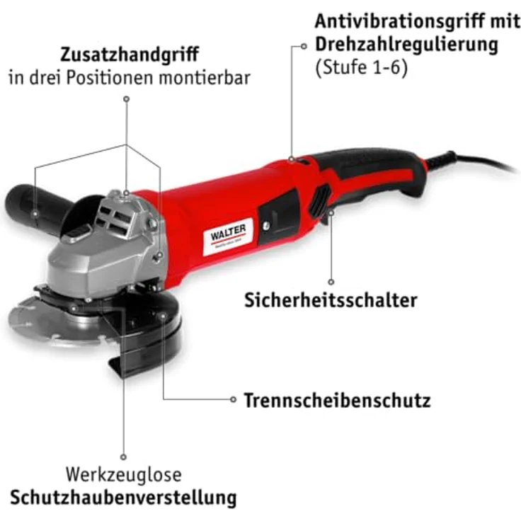 WALTER Winkelschleifer 125 mm 1200 W 3000-12000 min-¹ – Bild 2