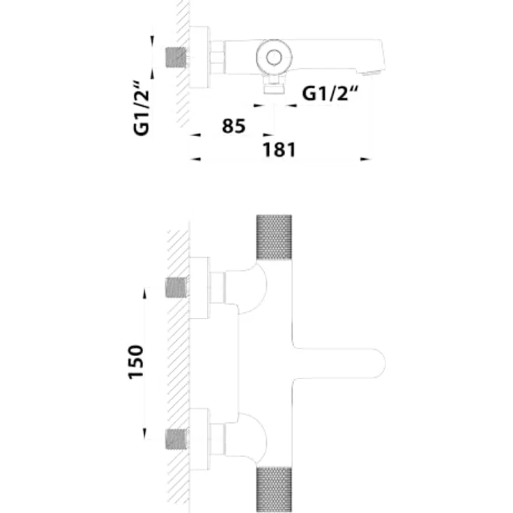 Sapho Brausethermostat SOLARIS Wannenarmatur, Schwarz matt mit Kupfer Akzenten, Thermostatsteuerung – Bild 2
