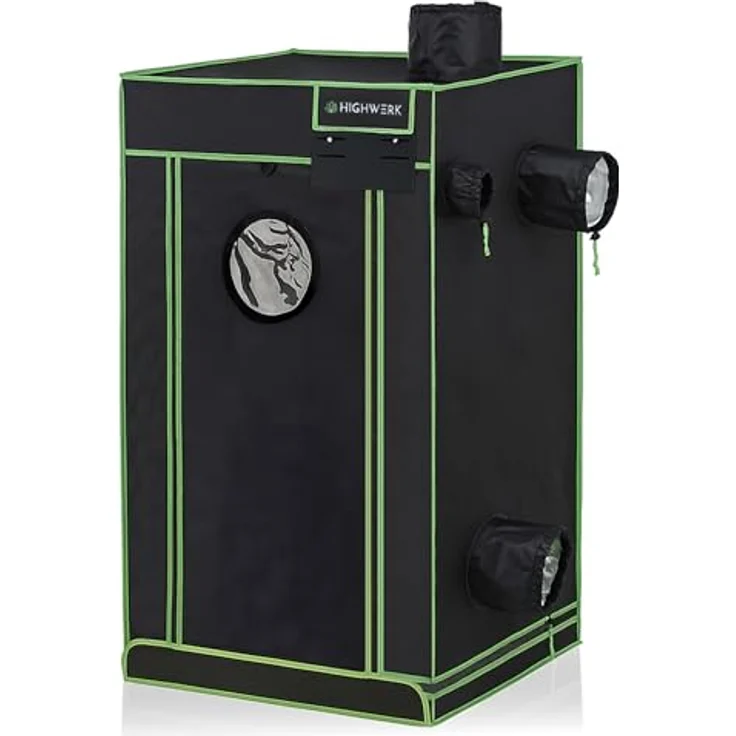 HIGHWERK Growzelt 60 x 60 x 120 cm, Indoor Grow Tent in schwarz-grün, hochreflektierend, lichtdicht, ideal für Pflanzen und Kräuter – Bild 3