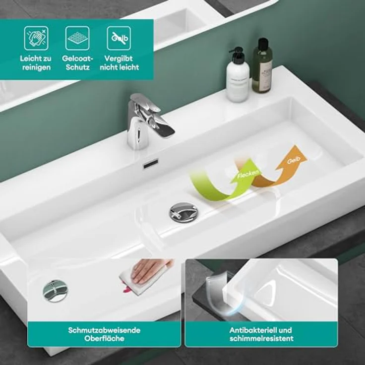 Mai & Mai Aufsatzwaschbecken Col18 mineralguss gussmarmor - Hochwertiges Qualitätsprodukt, Edel und Modern  – Bild 5