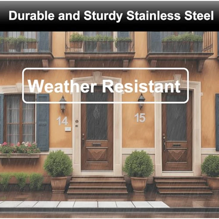 Ywonoby Edelstahl Hausnummer 203 mm - Wetterfest, Pflegeleicht, Metallic Mattes Silber, Moderner Schwebender Look, Einfache Installation, Arial Ziffer 1 – Bild 3
