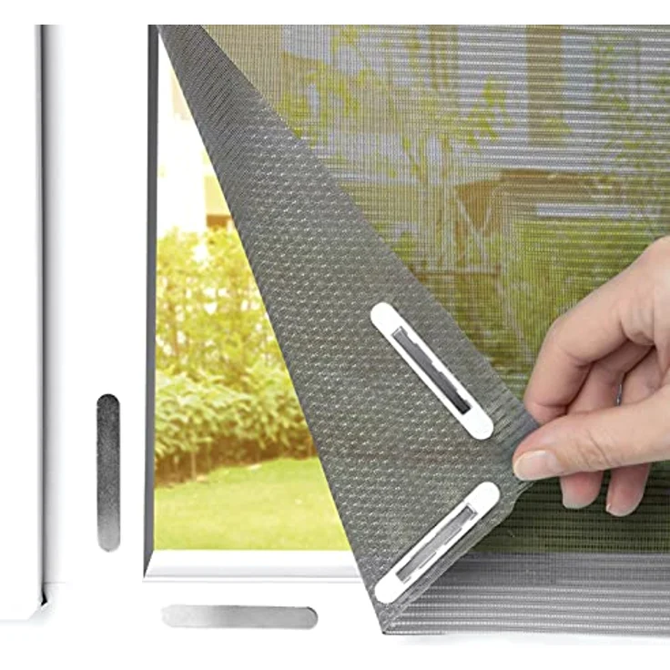 EASYmaxx Moskitonetz mit Pollenschutz mit Magnetbefestigung fürs Fenster - 150 x 130 cm - grau – Bild 2