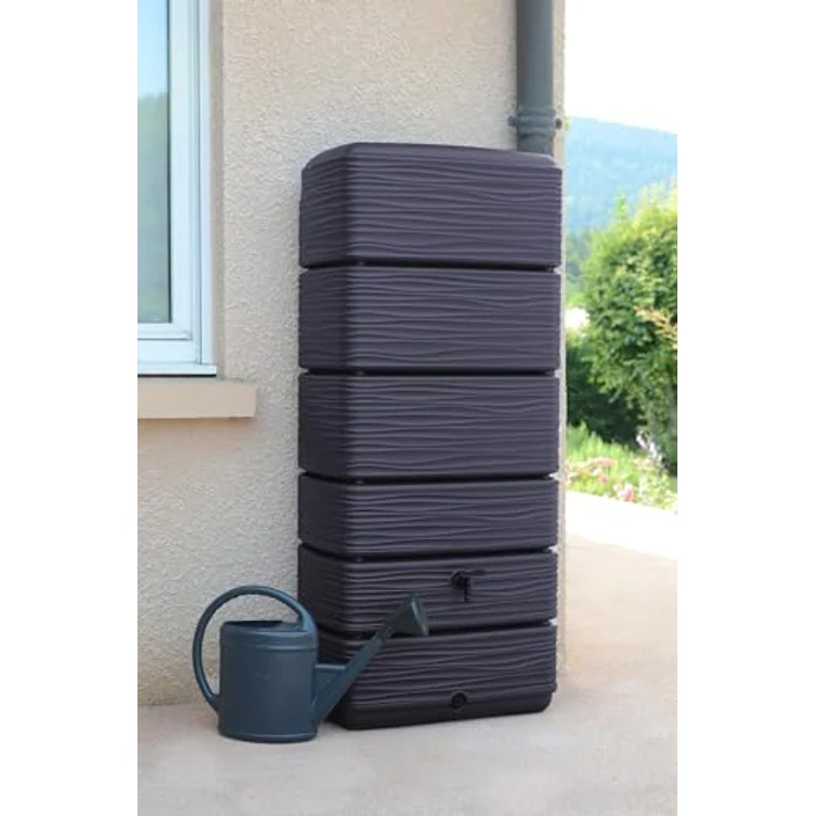 Ondis24 Regenwasser Wandtank Regenfass Eco 300 Liter Graphit anthrazit inkl. Wasserhahn - LANGLEBIG, HINGUCKER, PLATZSPAREND, VARIABEL, WARTUNGSARM – Bild 3