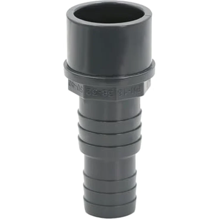 HAF PVC Druckschlauchtülle 32/38mm x 50mm, Schlauchtülle x Klebestutzen aus grauem PVC-U, PN16 für Pool und Teich – Bild 2