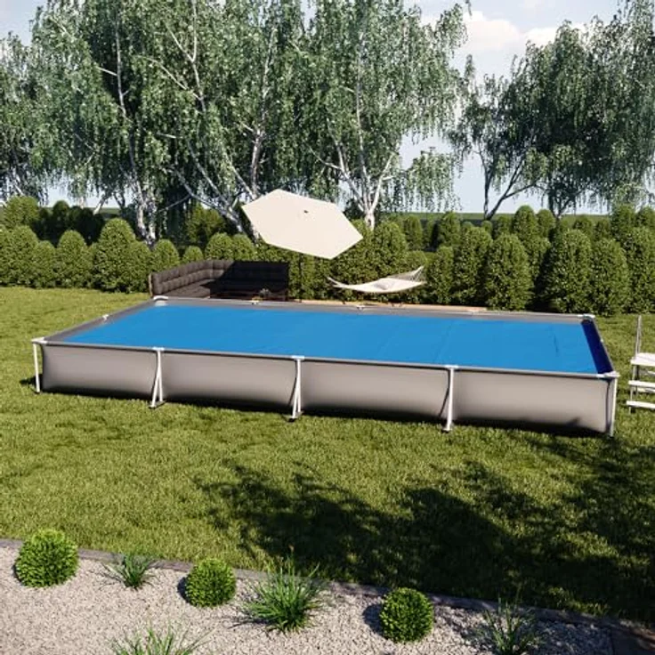 OK-Living Eckige Solarfolie Pool blau, Solarabdeckplane 800x400 cm – Bild 4