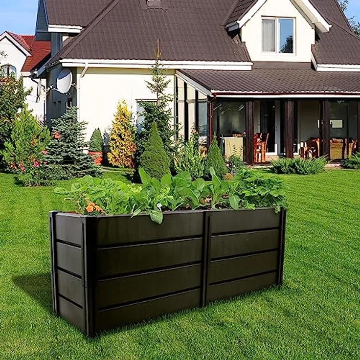 NYVI Hochbeet NYVIGreen XL 158x44x61cm 392 Liter - Gartenbeet aus wetterfestem & recyceltem Kunststoff - Pflanzenbeet - Pflegeleicht, Steckmontage ohne Werkzeug - Blumenbeet – Bild 5