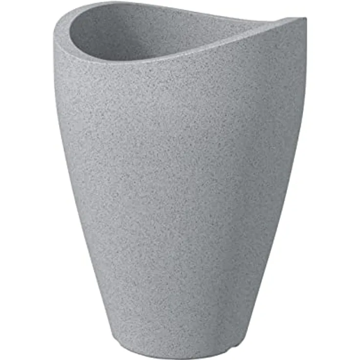 Scheurich Wave Globe High 67, Hochgefäß/Blumentopf/Pflanzkübel, rund, Farbe: Stony Grey, hergestellt mit recyceltem Kunststoff, 10 Jahre Garantie, für den Außenbereich