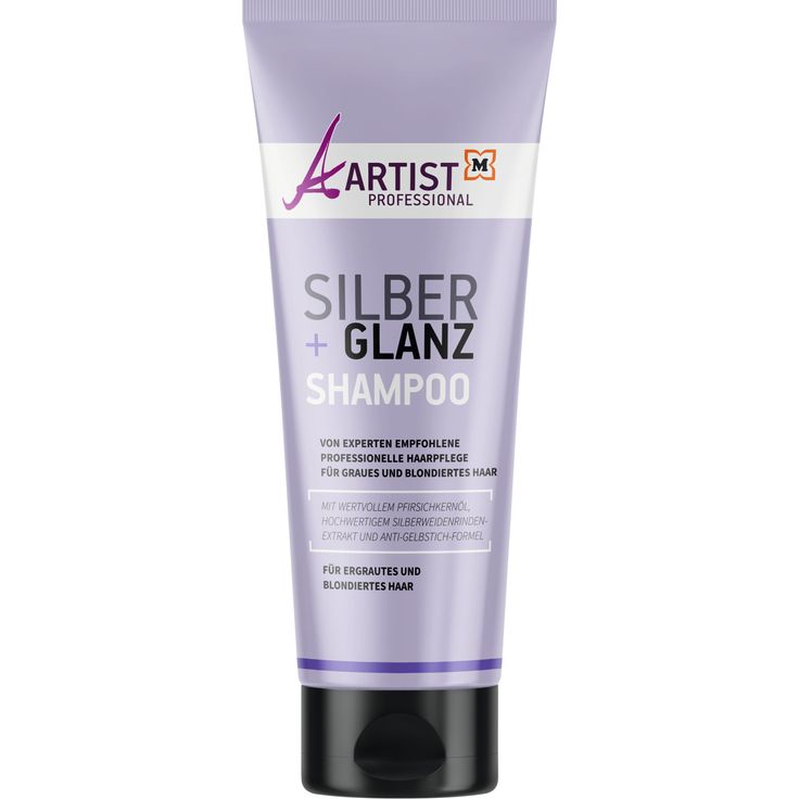 ARTIST Professional Silber+Glanz Shampoo 250 ml – Anti-Gelbstich, mit Silberweide & Pfirsichkernöl für blondes/graues Haar