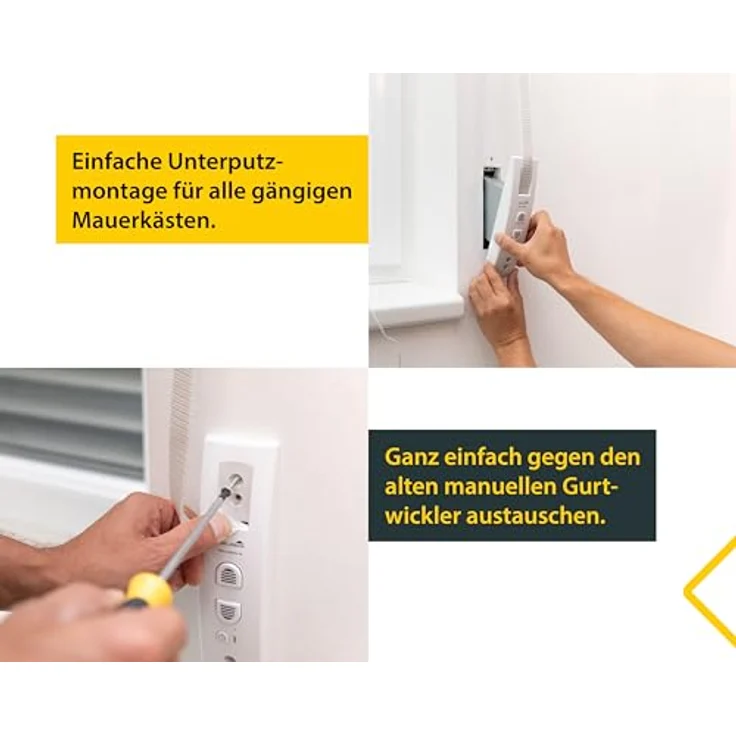 Schellenberg RolloDrive 45, Elektrischer Rolladen Gurtwickler Unterputz für bis zu 4 m² Rollladenfläche, 23 mm Gurtbreite, mit Zeitautomatik und Netzteil – Bild 3