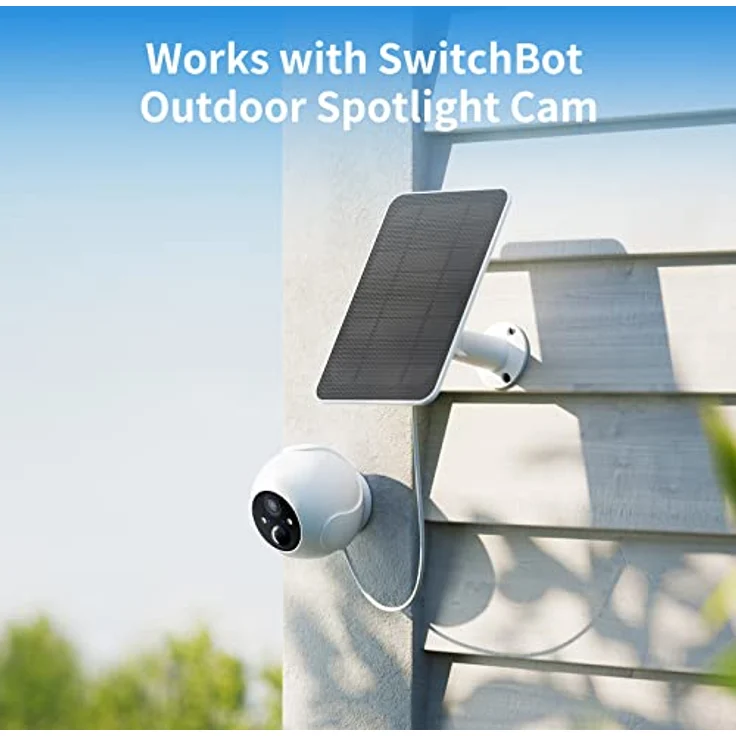 SwitchBot Solarpanel für Outdoor Spotlight Cam, wetterfestes Solarpanel mit 3 m USB-C-Kabel, weiß – Bild 3