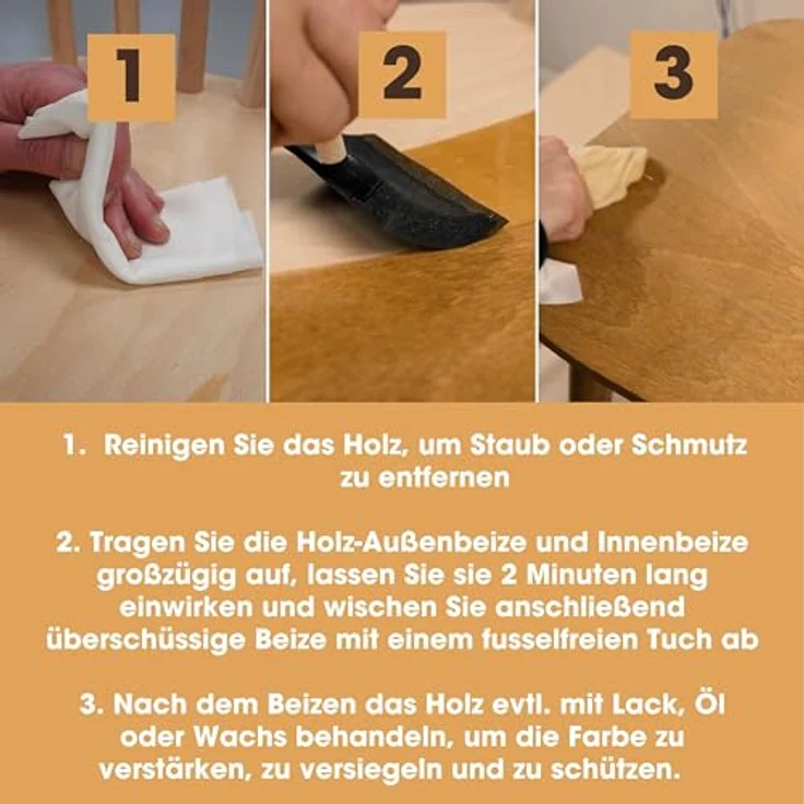 Furniture Clinic Holzbeize und Möbel-Lasur, Eiche Natur, ungiftig, hochkonzentriert, schnelltrocknend, für alle Holzarten, 500 ml – Bild 3