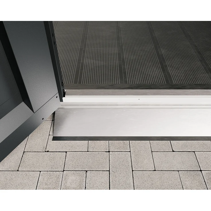 Hörmann Ecostar Bodenschwellenrampe für Euroline Gerätehäuser, silber, 105,1 x 11 x 4 cm, für 2-flüglige Tür