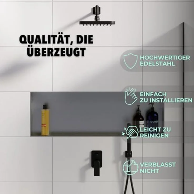 HAGO Duschwand DIY Duschnische Edelstahl gebürstet rahmenlos Unterputz Montage Duschr – Bild 2