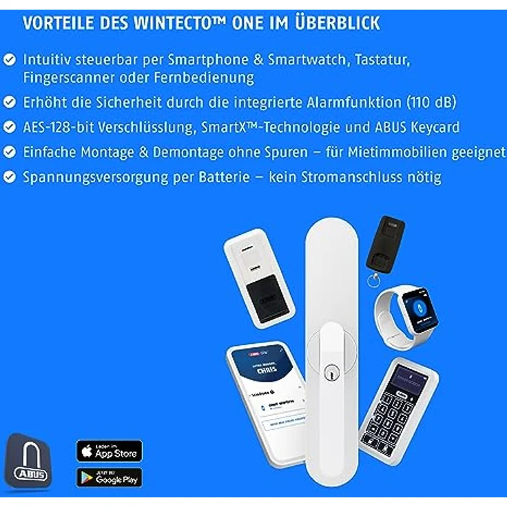 ABUS Fensterantrieb WINTECTO One – Smarter Fenstergriff für Fenster, Balkon- und Terrassentür – mit Alarmfunktion – einfache Montage ohne Bohren – Silber, verschiedenschließend – Bild 4