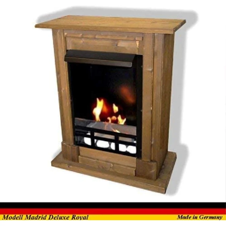 Kaminbau Mierzwa Ethanol- und Gelkamin Modell Madrid Deluxe Royal - Regulierbarer Edelstahlbrenner, 15 Dekosteine, Sicherheitsglas - Eiche – Bild 2