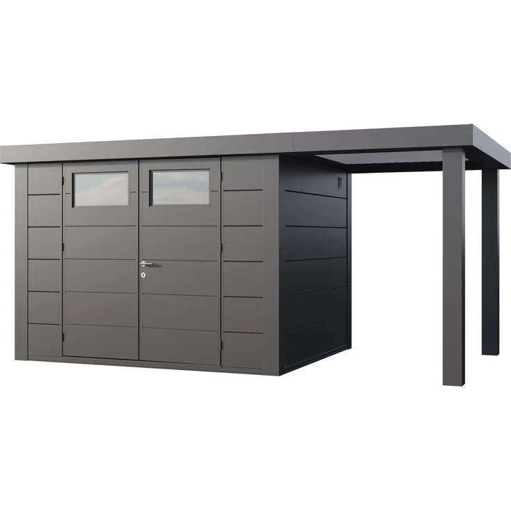Telluria Metallgerätehaus Classico 3024, granitgrau/anthrazit, mit 170 cm Seitendach, isoliertes Dach und integrierte Belüftung